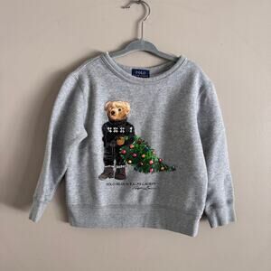 Polo Ralph Lauren Kids Festive Bear Christmas Tree Crewneck Sweatshirt 4T